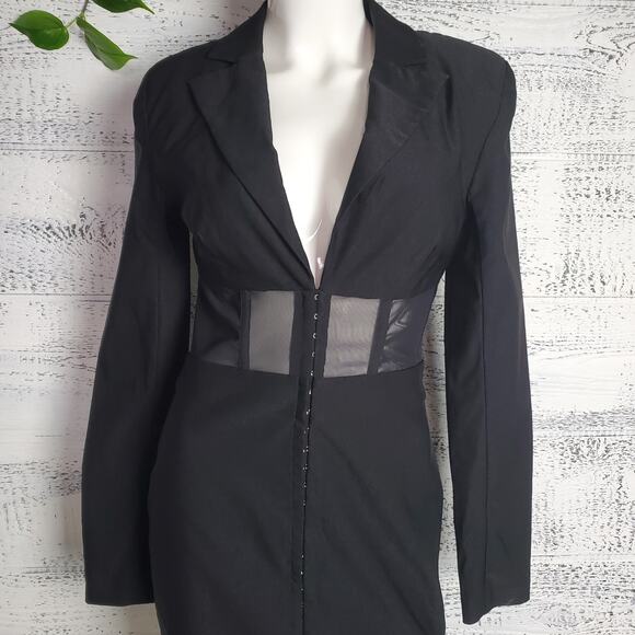 Michael Costello x REVOLVE Black Mesh Panel Blazer Sz S Dress NWT Cocktail - Picture 10 of 12